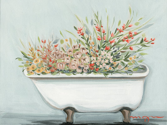 Spring Floral Bathtub Canvas Print