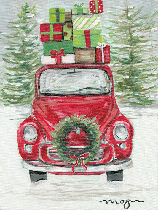 Red truck Christmas Shopping