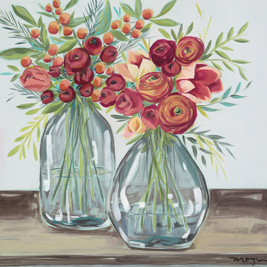 Floral jar duet Canvas Print