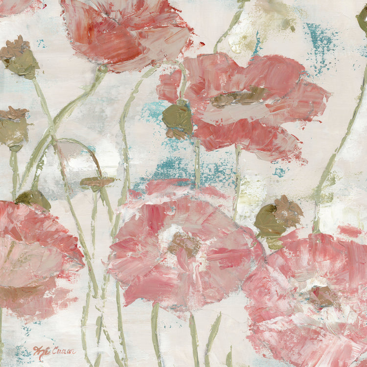 Poppies in the Wind Blush Square