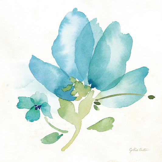 Blue Poppy Field Single II Canvas Print