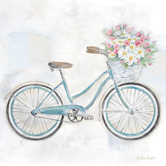 Vintage Bike w/flower basket I Canvas Print