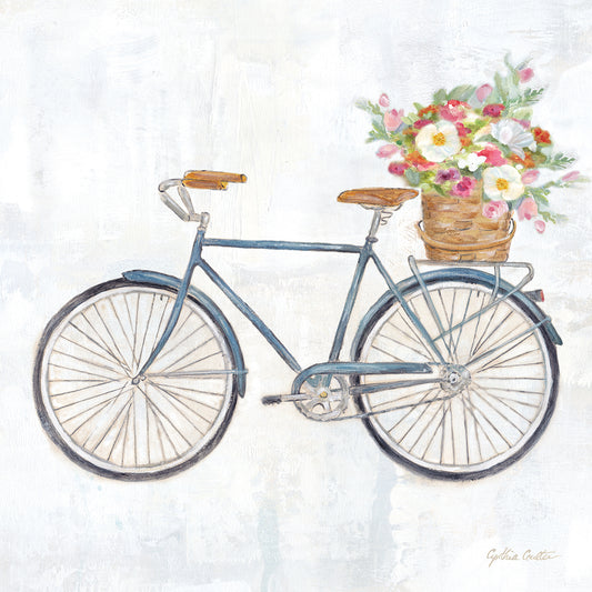 Vintage Bike w/flower basket II Canvas Print