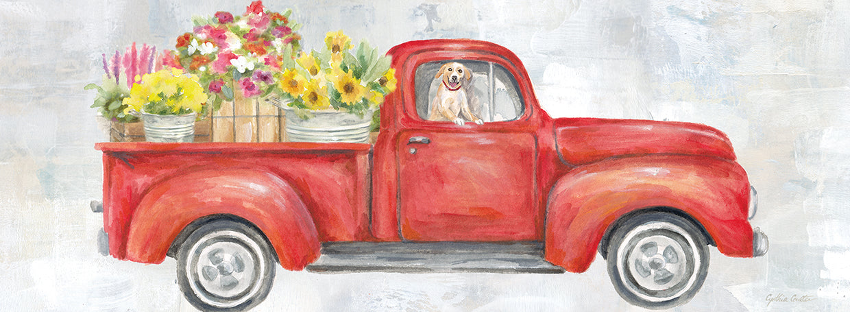 Vintage Red Truck Panel