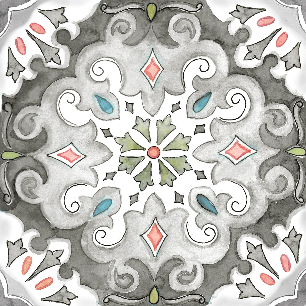 Jewel Medallion Gray I