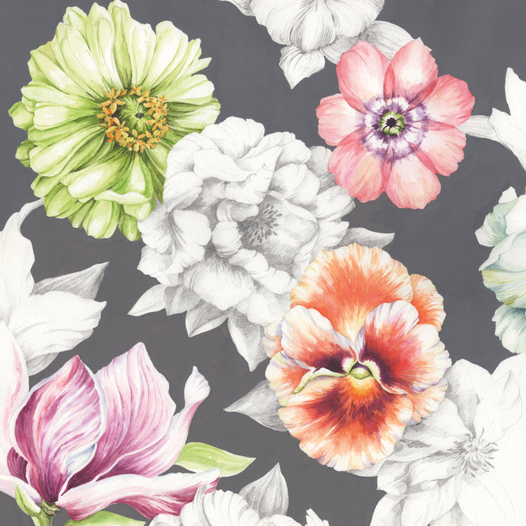Bosquejo floral en gris Lienzo