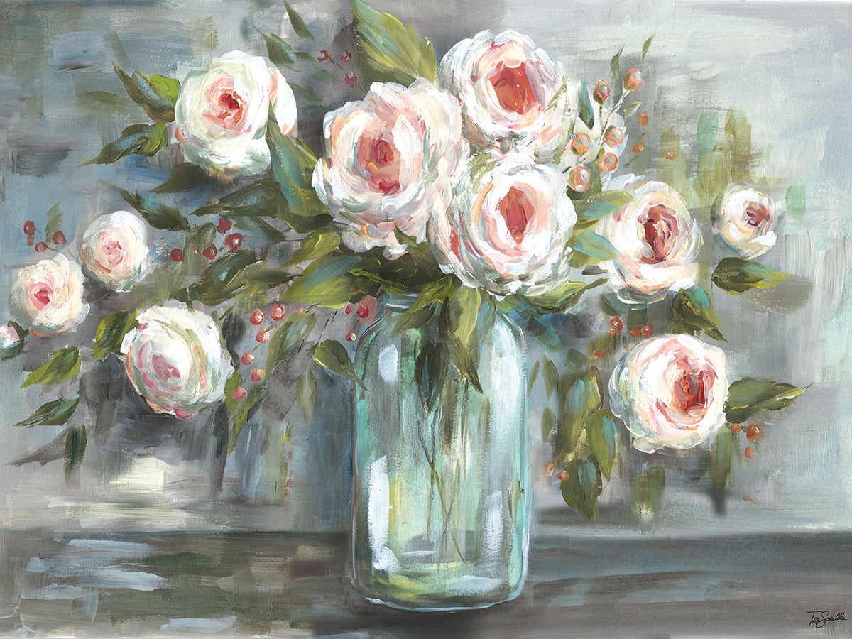 Pink Blooms Still Life Landscape