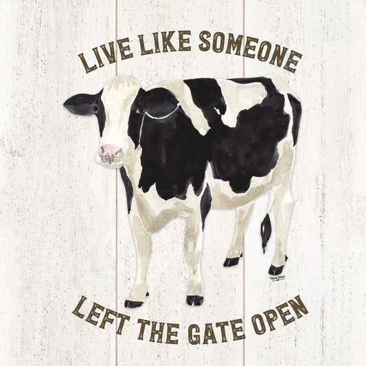 Farm Life Cow Live Like Gate Canvas Print