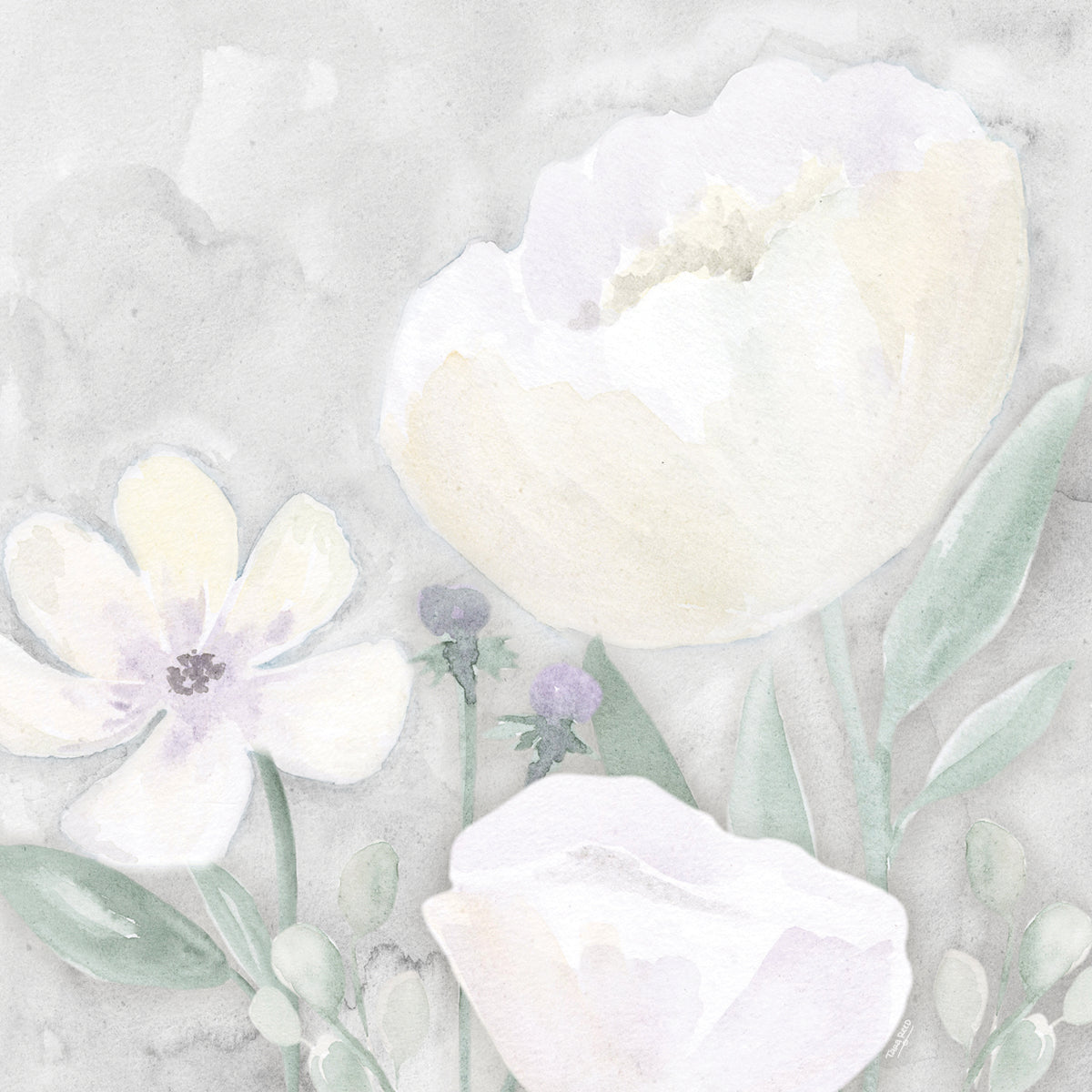 Peaceful Repose Floral on Gray II