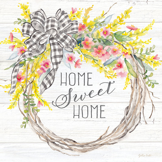 Spring Gingham Wreath Home Canvas Print