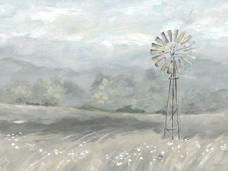 Country Meadow Windmill Paisaje Neutral Lienzo