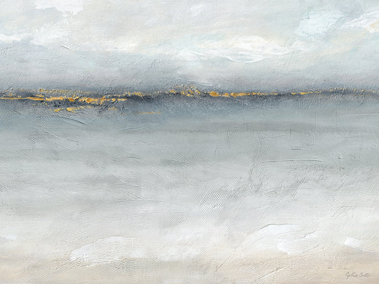 Serene Sea Grey Gold Landscape