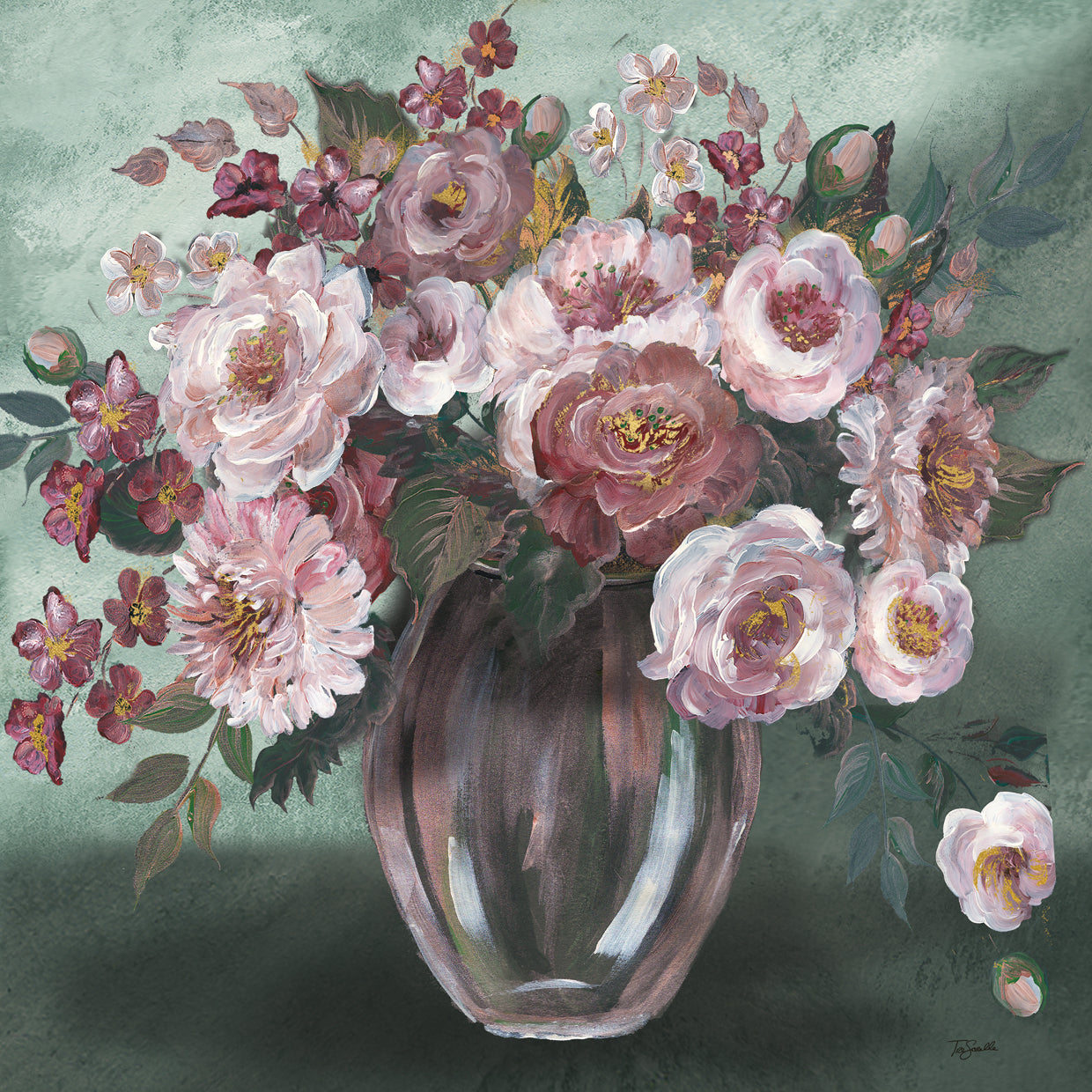 Romántico Moody Florals Bodegón Lienzo