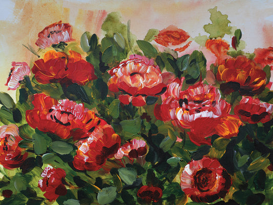 Red Poppies Garden Canvas Print