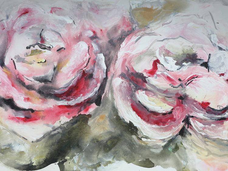 Pair of Pink Roses Landscape