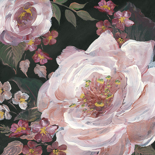 Romantic Moody Florals on Black III Canvas Print