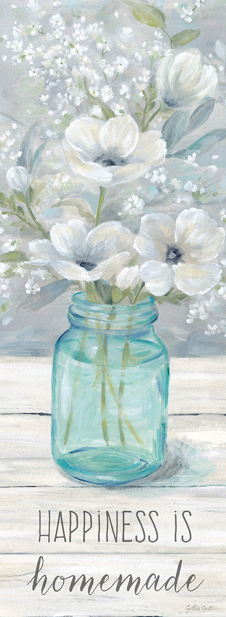 Vintage Jar Bouquet sentiment vertical I-Happiness Canvas Print