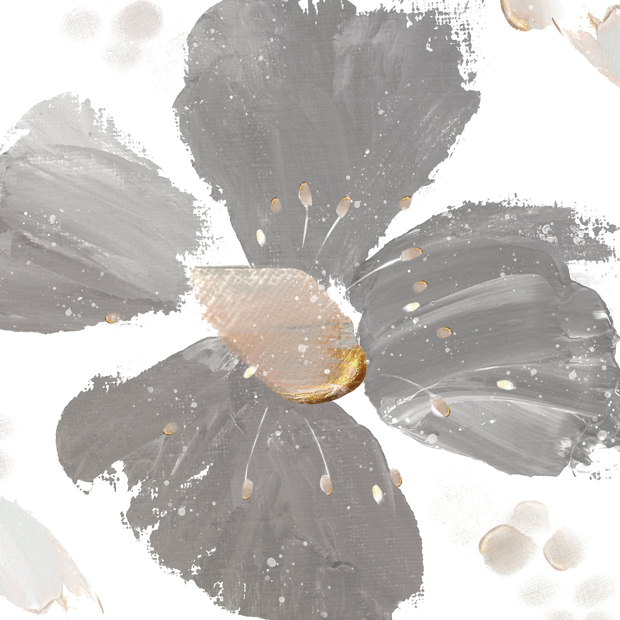 Gris floral contemporáneo I Lienzo