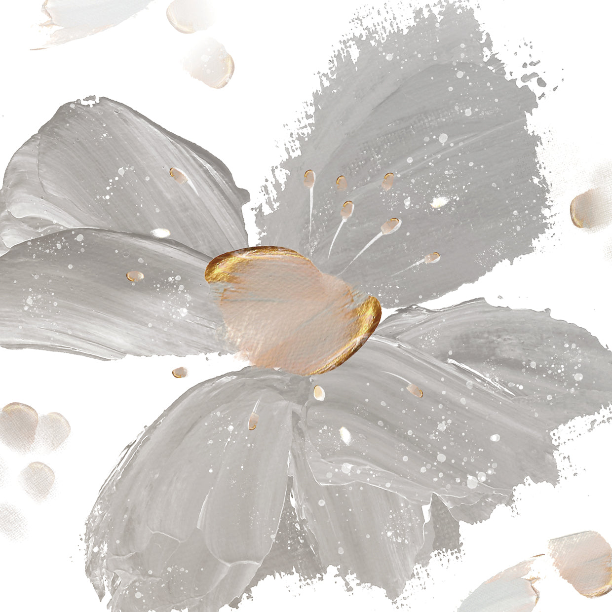 Gris floral contemporáneo II Lienzo