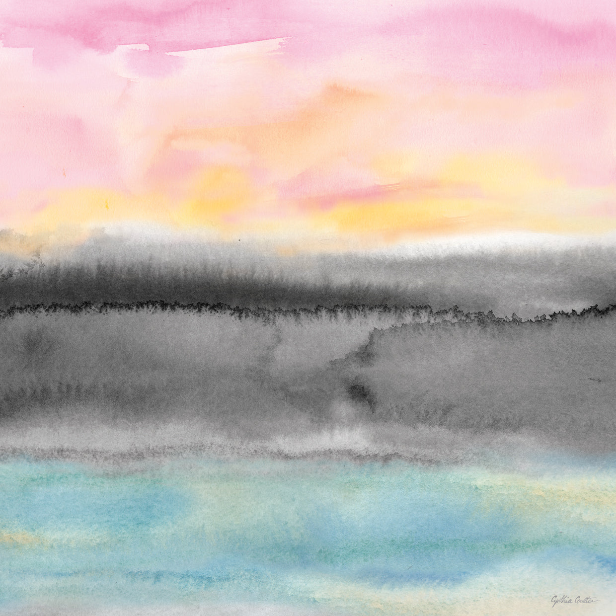 Pink Sunset Abstract square II