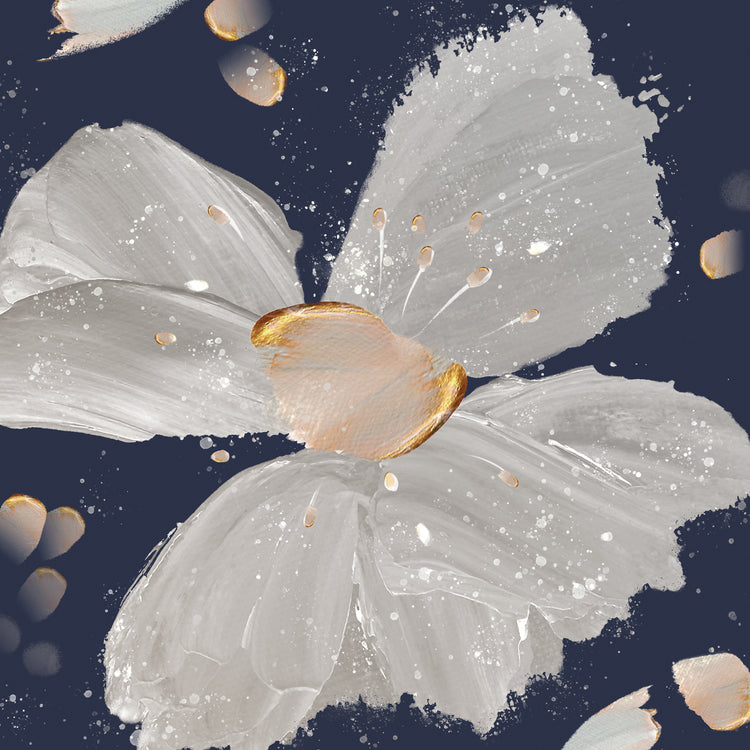 Gris floral contemporáneo sobre azul Lienzo