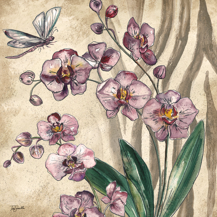 Orquídea Boho y Libélula II Lienzo