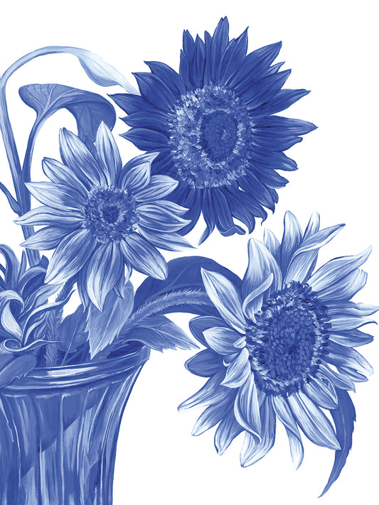 China Sunflowers blue I Canvas Print