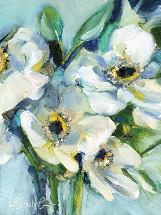White Floral Still Life Canvas Print