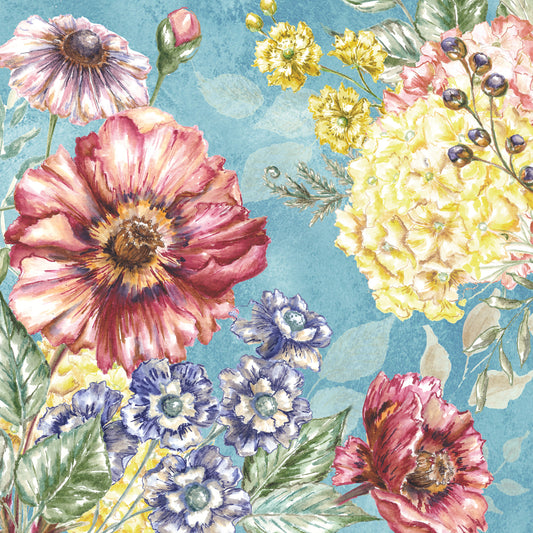 Wildflower Medley square blue I Canvas Print