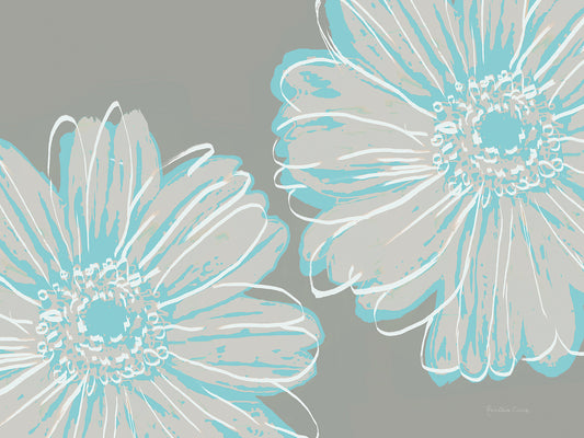 Flower Pop Sketch II-Blue and Taupe Canvas Print