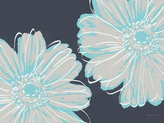 Flower Pop Sketch VI-Dark Blue BG Canvas Print