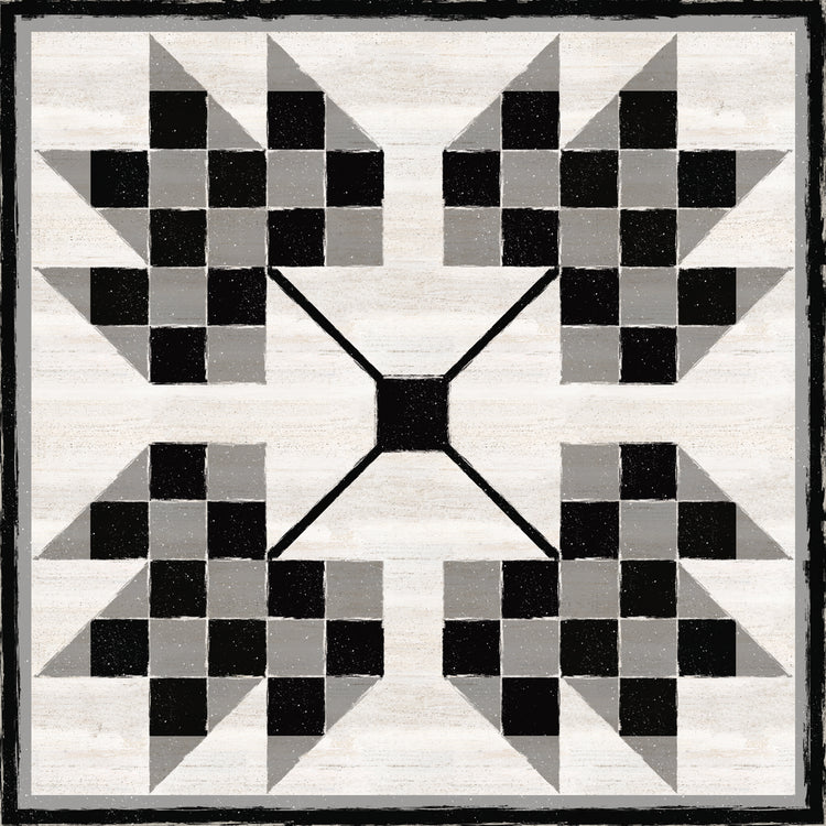 Bloque de edredón blanco y negro V Lienzo