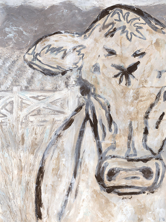 Farm Sketch Cow Canvas Print