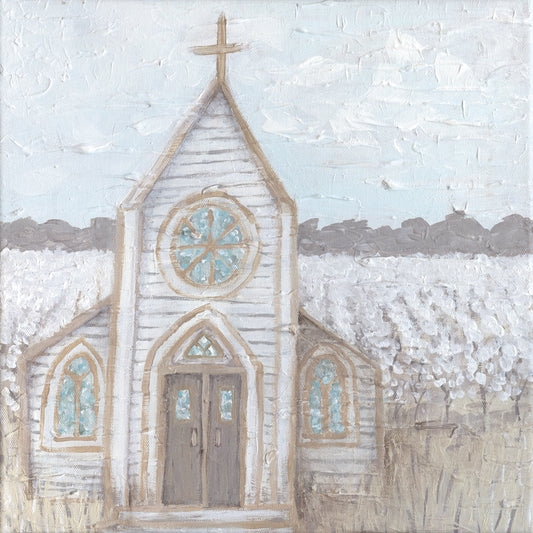 Farm Sketch Church Canvas Print