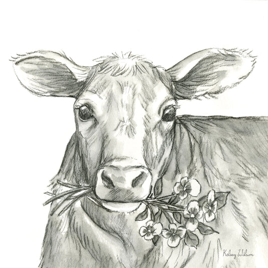 Watercolor Pencil Farm VIII-Cow 2 Canvas Print