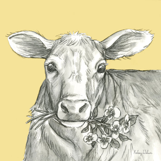 Watercolor Pencil Farm color VIII-Cow 2 Canvas Print