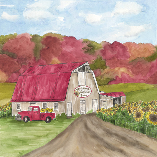 Fall Farms IV-Sunflower Farm Canvas Print
