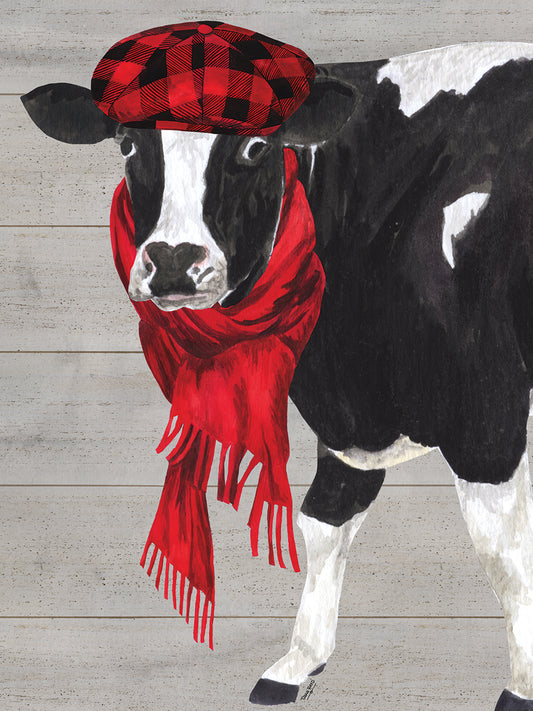 Intellectual Animals portrait IV-Cow with Scarf Canvas Print