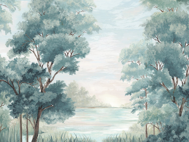 Río tranquilo del bosque Lienzo