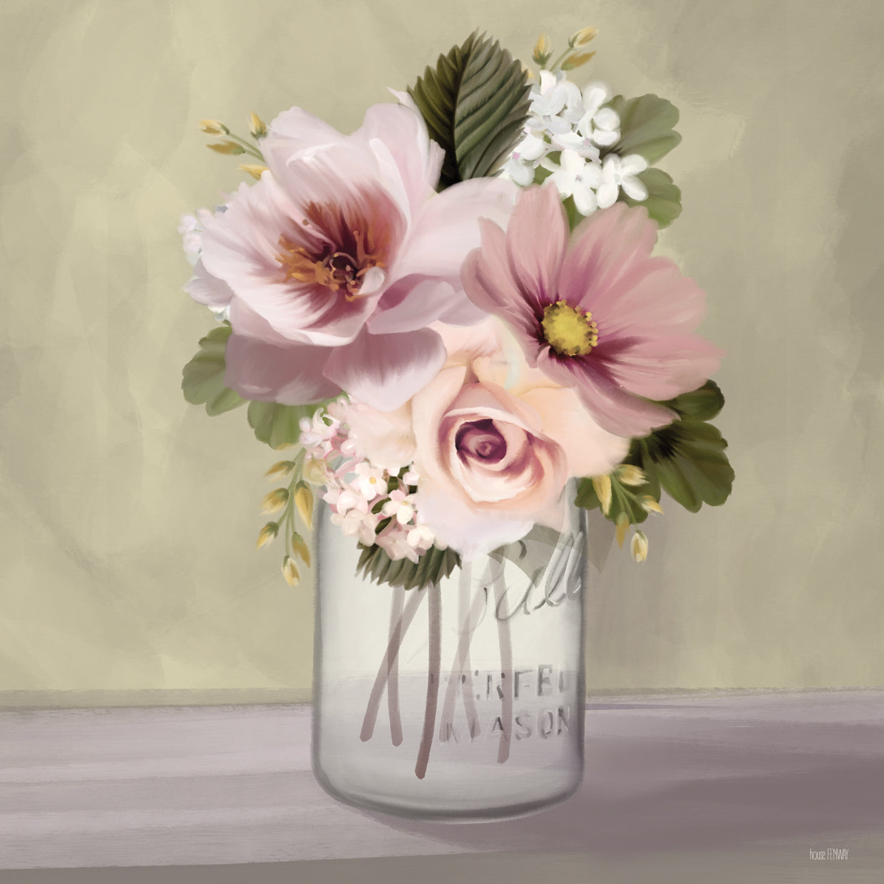 Pink Mason Jar Floral