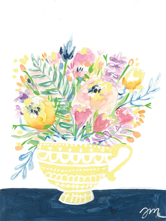 Tea Cup Flowers Canvas Print