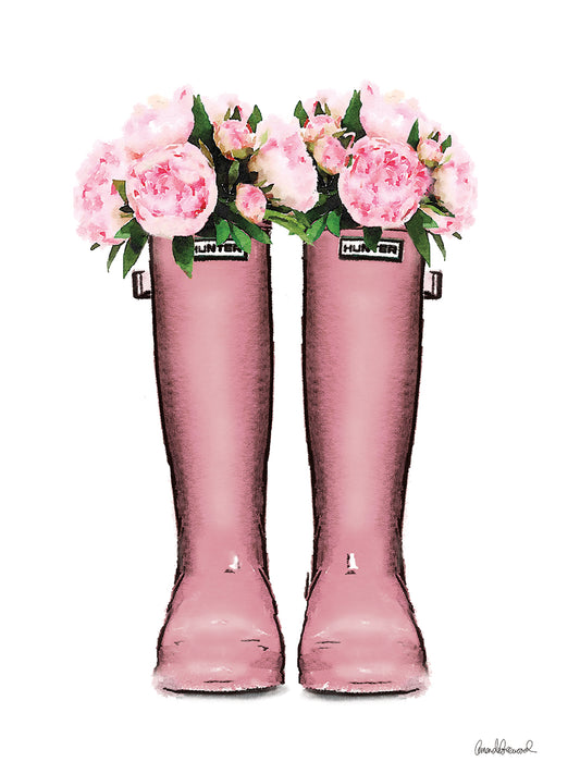 Pink Rainboots with Peony