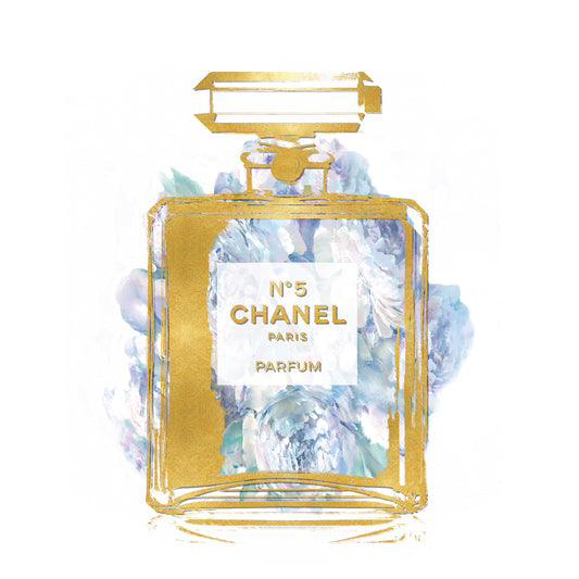Perfume with Aqua Flowers Canvas Print