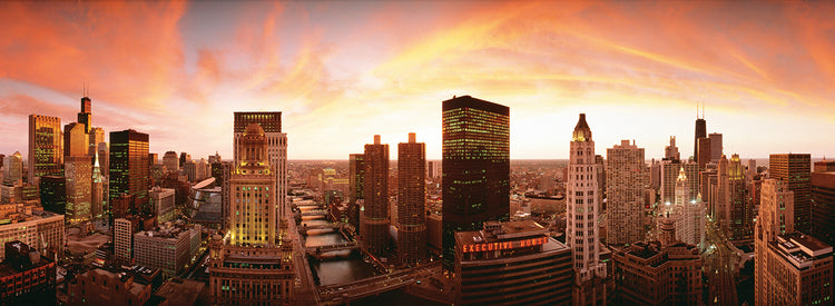 Sunset Chicago Skyline