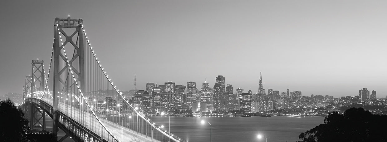 Noche brumosa del puente de la bahía Lienzo