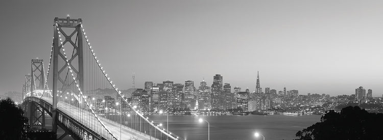 Noche brumosa del puente de la bahía Lienzo