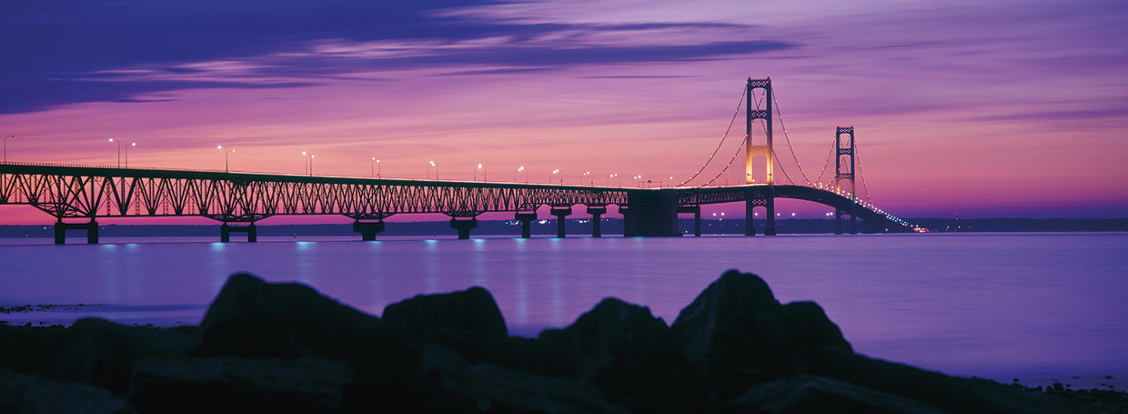 Atardecer en el puente Mackinac Lienzo