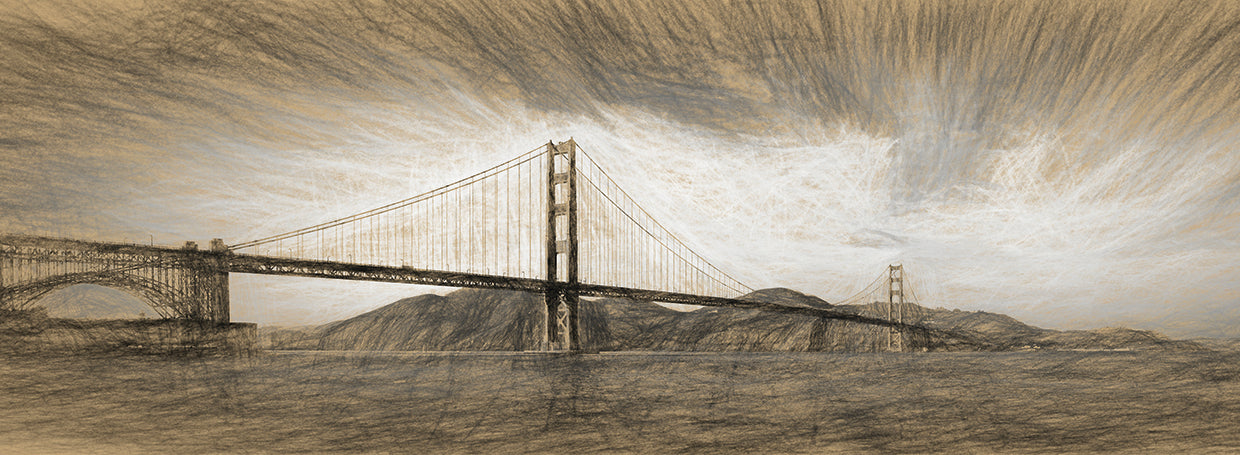 Sepia Sky Golden Gate Lienzo