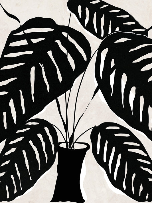 Black & White Potted Plant I Canvas Print
