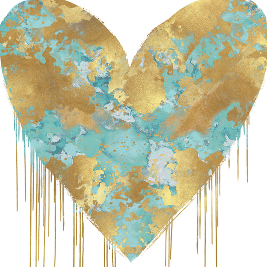 Big Hearted Aqua and Gold Canvas Print